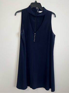 Calvin Klein Navy Sleeveless Dress with Mock Neck